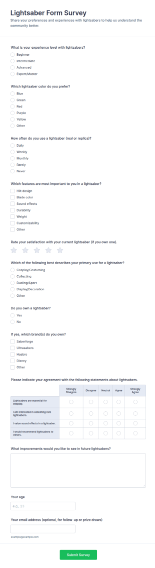 Lightsaber Form Survey