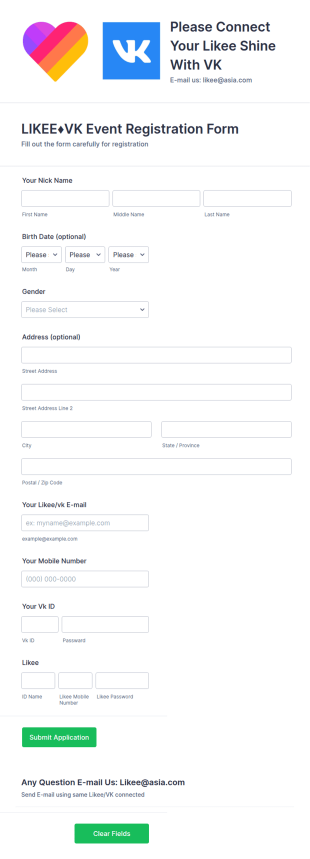 Likee♦VK Event Form Template