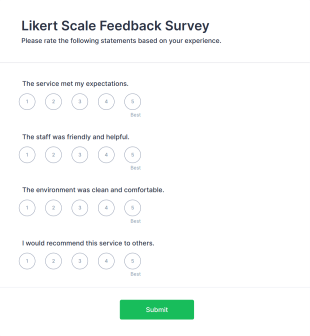 Likert Scale Feedback Survey Form Template