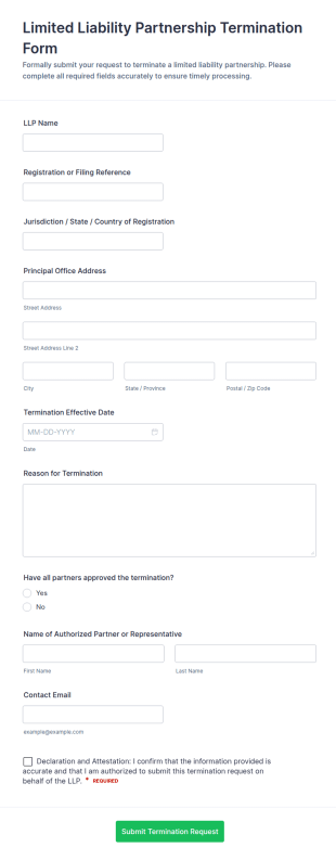 Limited Liability Partnership Termination Form Template