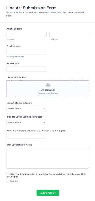 Line Art Submission Form Template