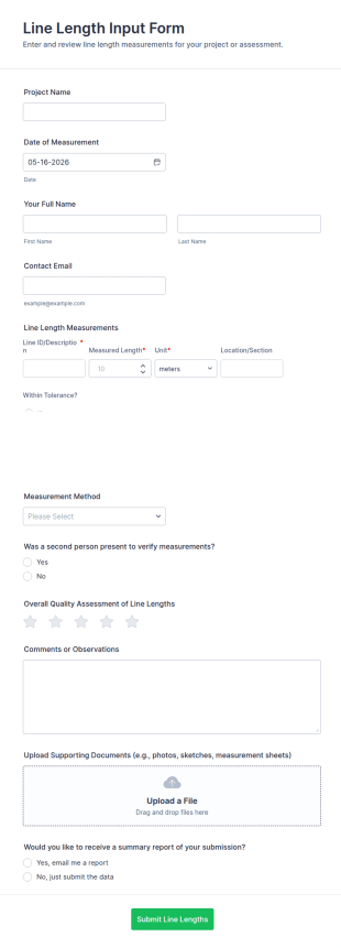 Line Length Input Form Template
