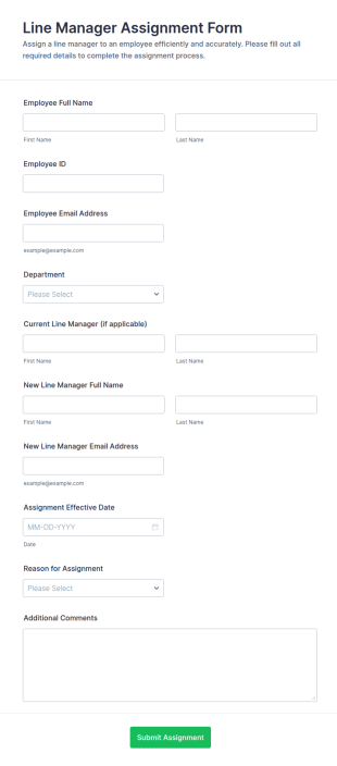 Line Manager Assignment Form Template
