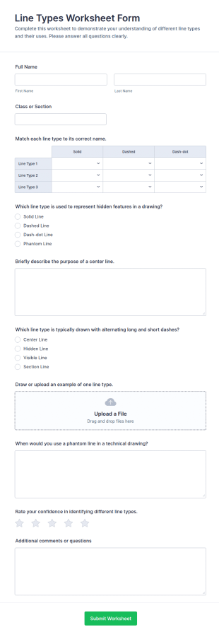 Line Types Worksheet Form Template
