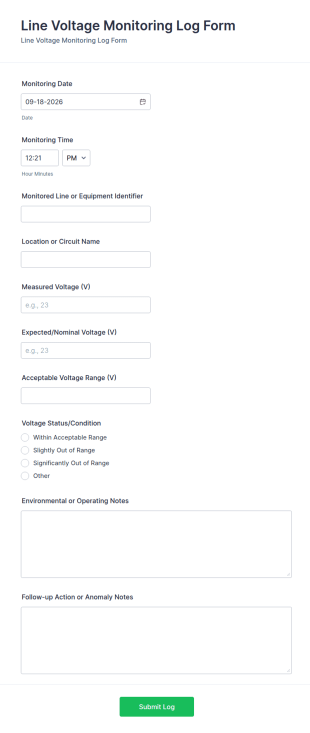 Line Voltage Monitoring Log Form Template
