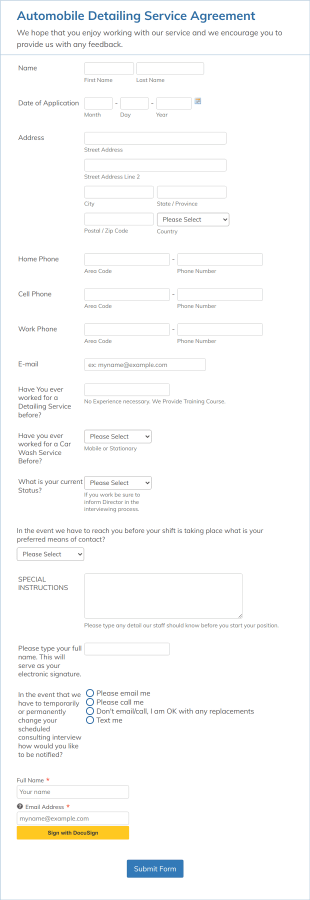 LineJumperzs Service Agreement Form Template
