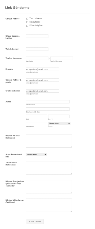 Link Gönderme Form Şablonu