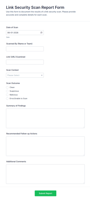 Link Security Scan Report Form Template