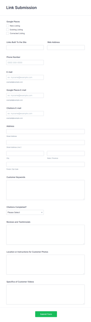 Link Submission Form Template