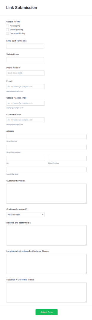 Link Submission Form Template