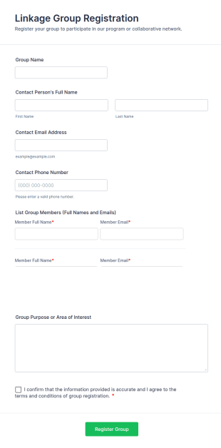 Linkage Group Registration Form Template