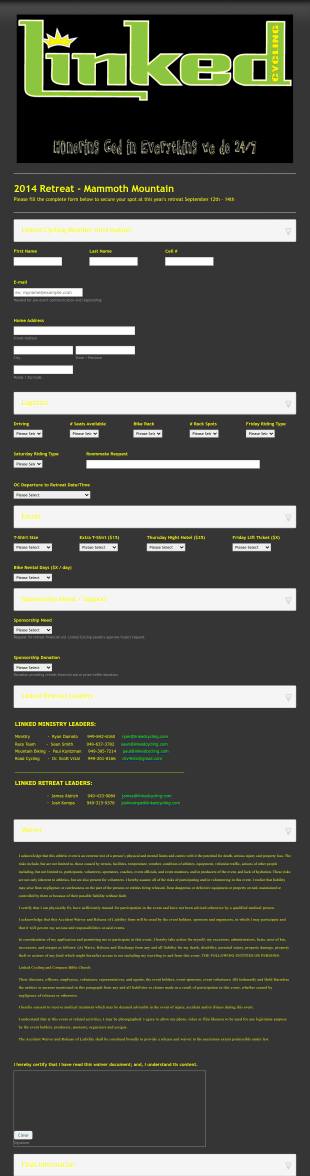 Cycling Retreat Form Grey Form Template