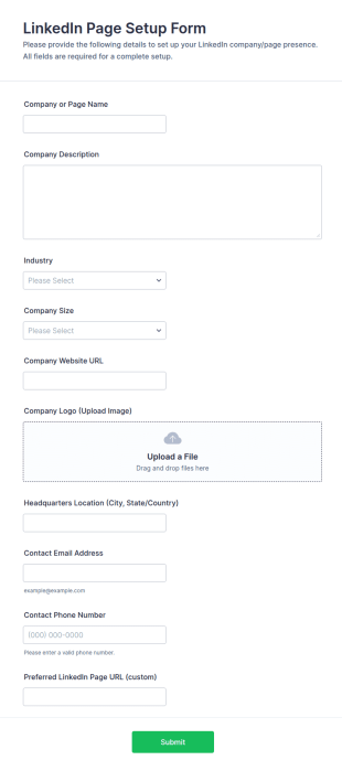 LinkedIn Page Setup Form Template