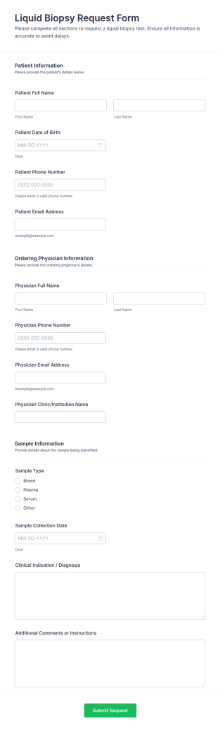Liquid Biopsy Request Form Template