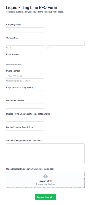 Liquid Filling Line RFQ Form Template