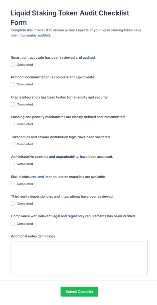 Liquid Staking Token Audit Checklist Form Template