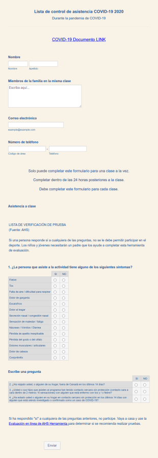 Lista De Control De Asistencia COVID 19