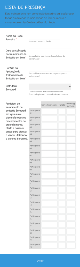 Lista De Presença Form Template