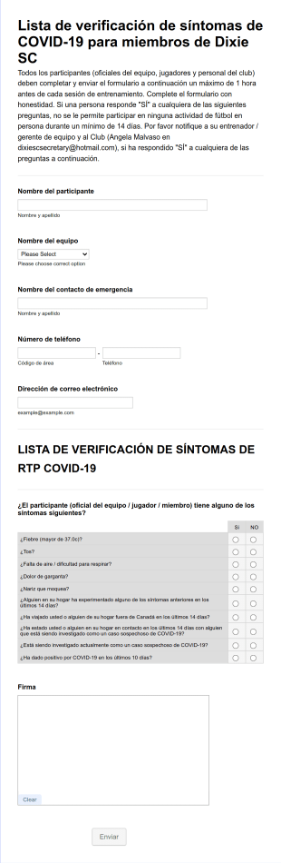 Lista De Verificacion De Los Sintomas De Covic 19 Form Template