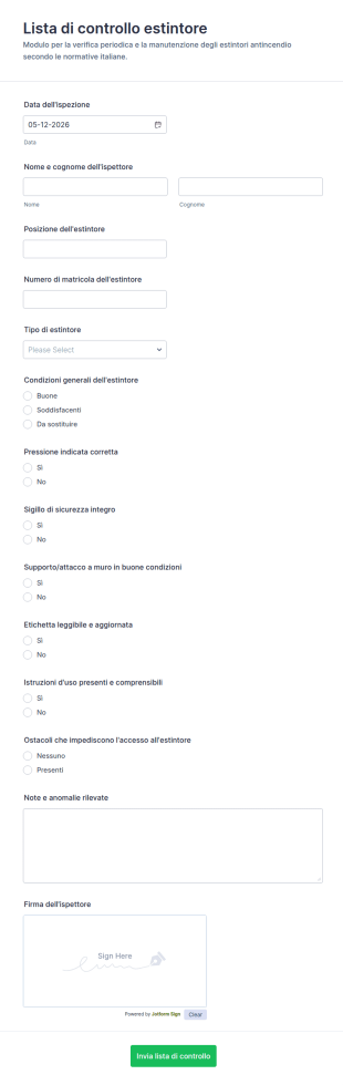 Lista Di Controllo Estintore