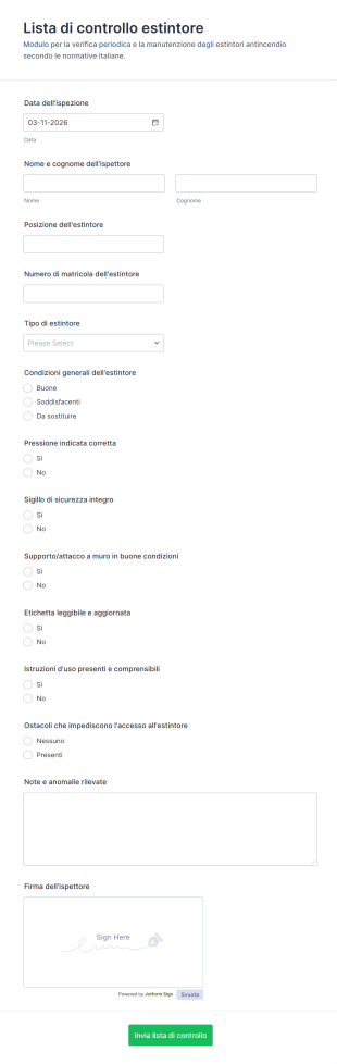 Lista Di Controllo Estintore