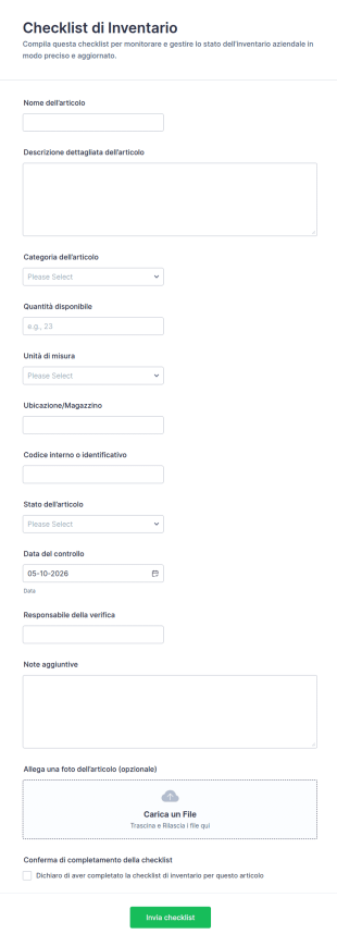 Lista Di Controllo Inventario Form