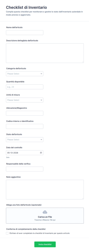Lista Di Controllo Inventario Form