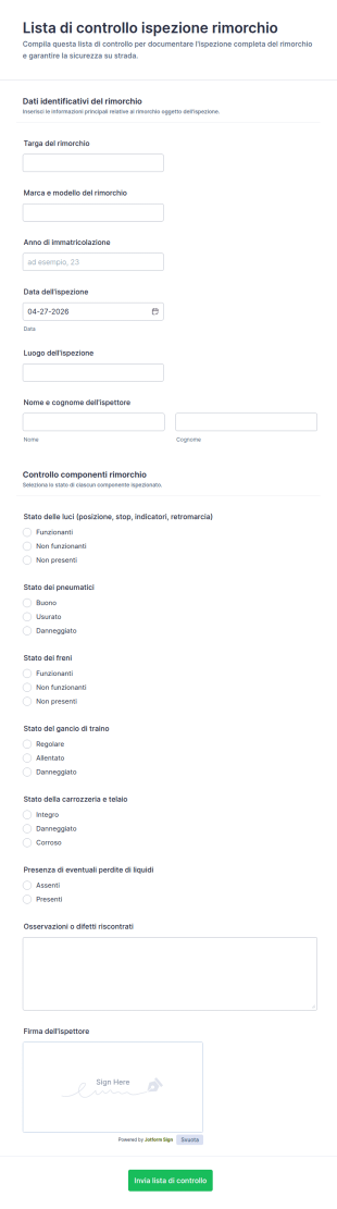Lista Di Controllo Ispezione Rimorchio