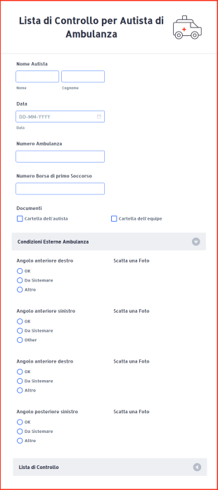 Lista Di Controllo Per Autista Di Ambulanza