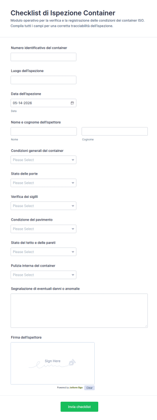 Lista Di Controllo Per Ispezione Di Container ISO Form