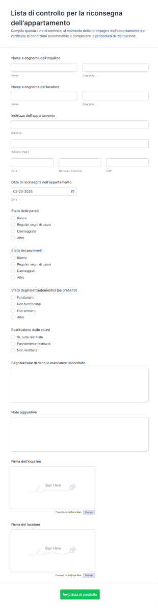 Lista Di Controllo Per La Riconsegna Dell'appartamento