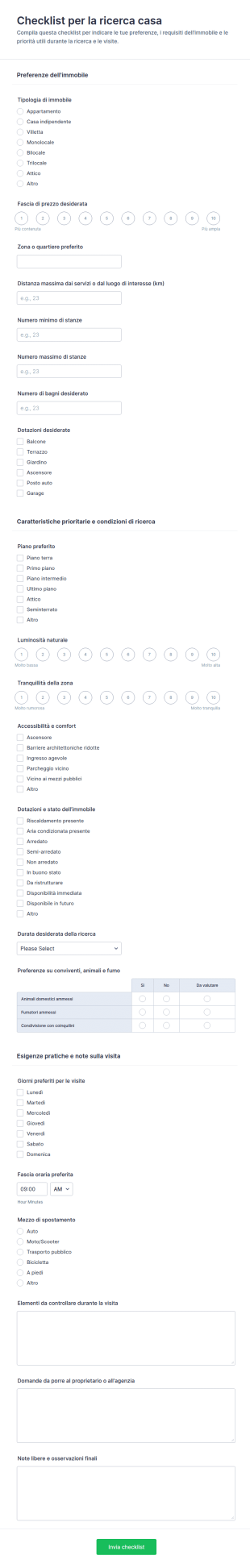 Lista Di Controllo Per Ricerca Casa Form 🏡
