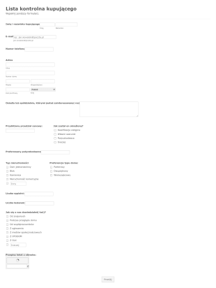 Lista Kontrolna Kupującego Dom Form Template