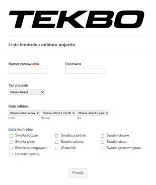 Lista Kontrolna Odbioru Pojazdu