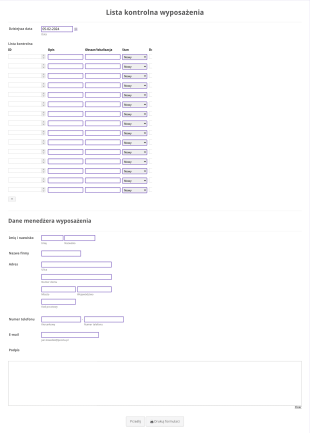 Lista Kontrolna Wyposażenia Form Template