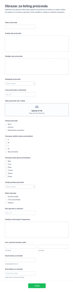 Lista Proizvoda Form
