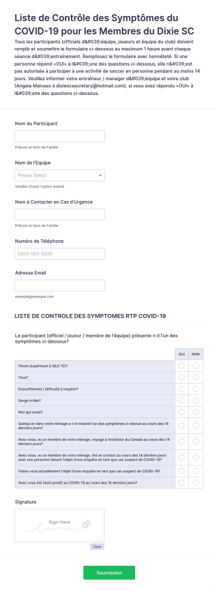 Liste De Controle Des Symptomes Covid 19