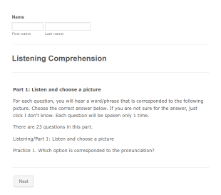 Listening Comprehension Form Template