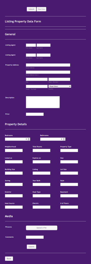 Property Listing Form Template