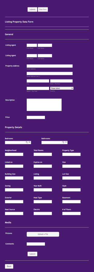 Property Listing Form Template