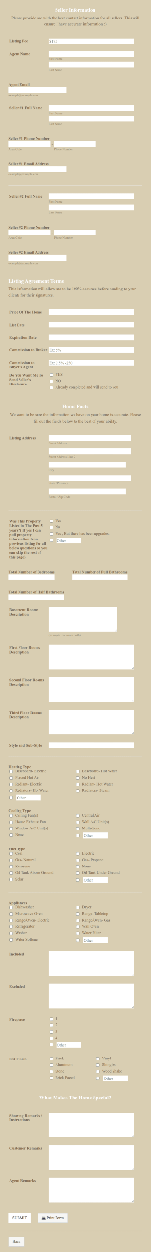 Listing Transaction Package Form Template