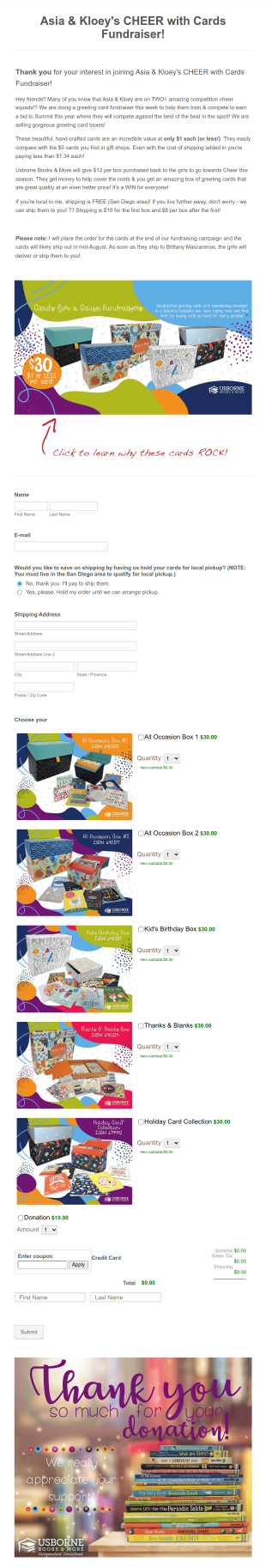 Literacy Leaders Cards For A Cause Fundraiser Form Template