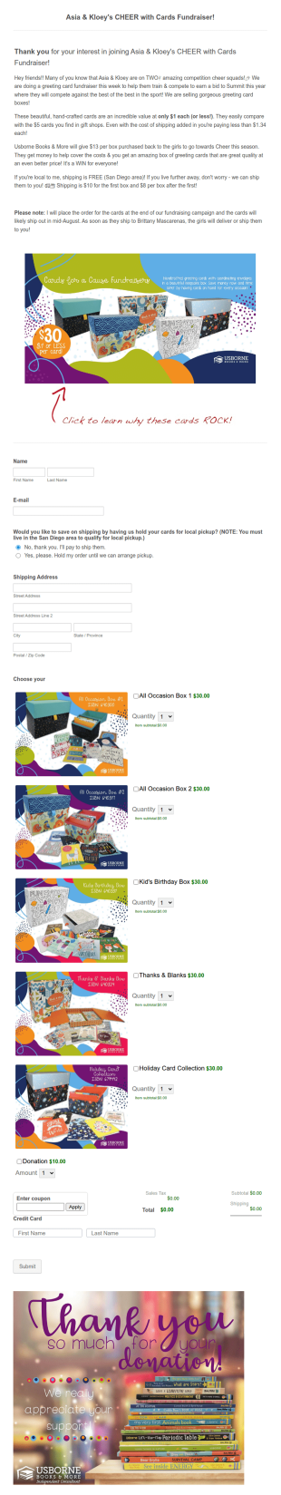 Literacy Leaders Cards For A Cause Fundraiser Form Template