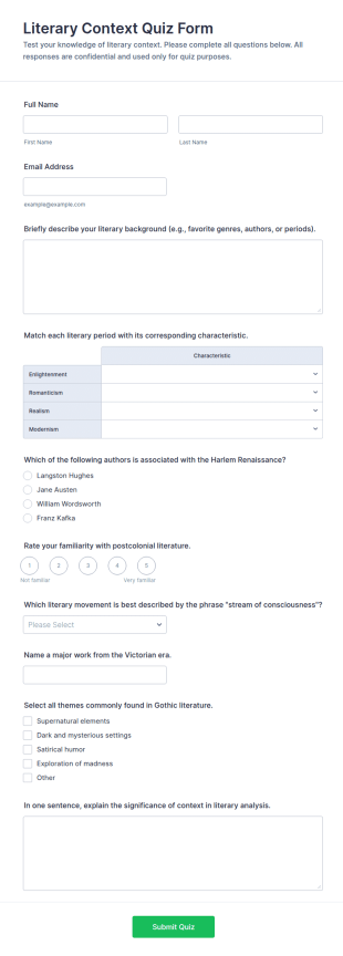 Literary Context Quiz Form Template