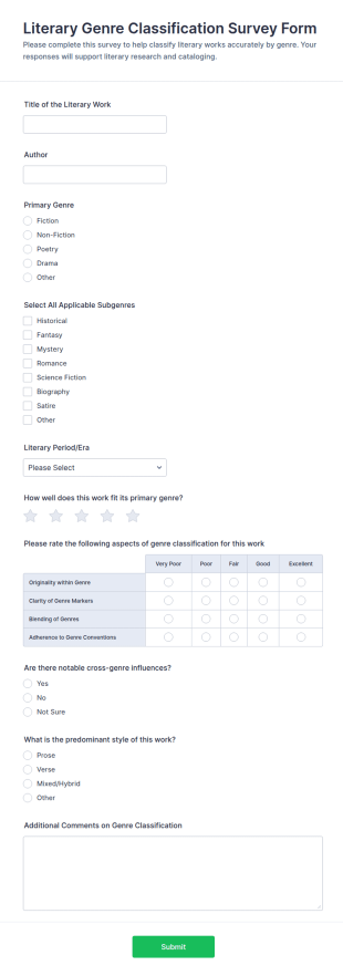 Literary Genre Classification Survey Form Template