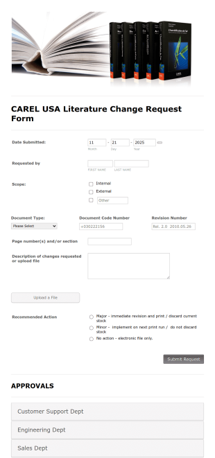 Literature Change Request Form Template