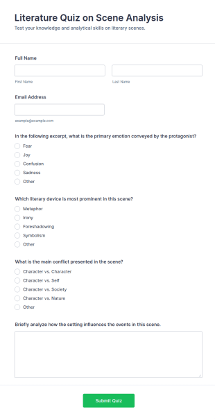 Literature Quiz On Scene Analysis Form Template