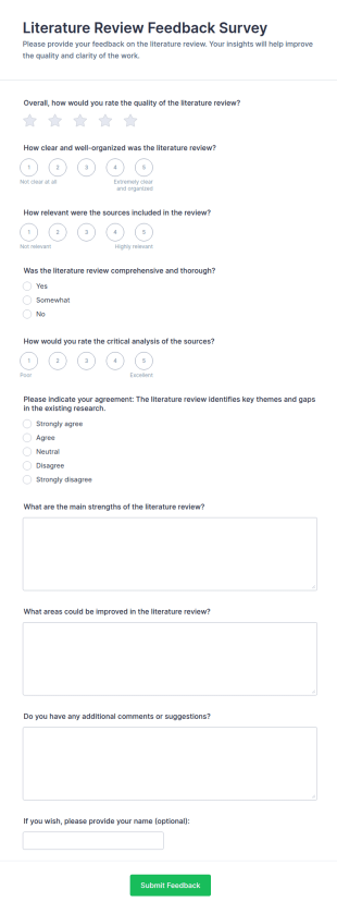 Literature Review Feedback Survey Form Template