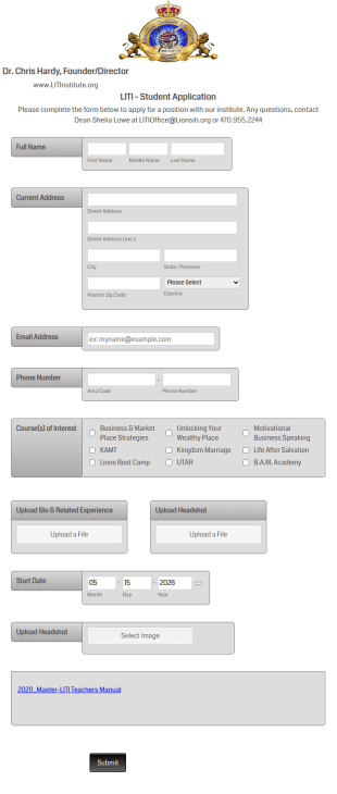 LITI Student Application Form Template