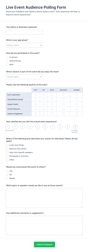 Live Event Audience Polling Form Template